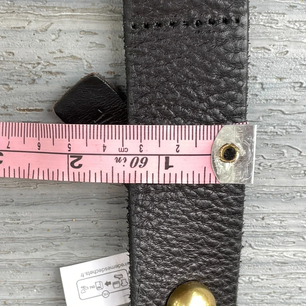 Free People Womens M/L Cow Leather Black Chunky Brass Studded Belt 1.5